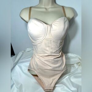 Victoria Secret Bodysuit Bra Top Nude 36D NWT Cami Shape-wear Beige/Tan